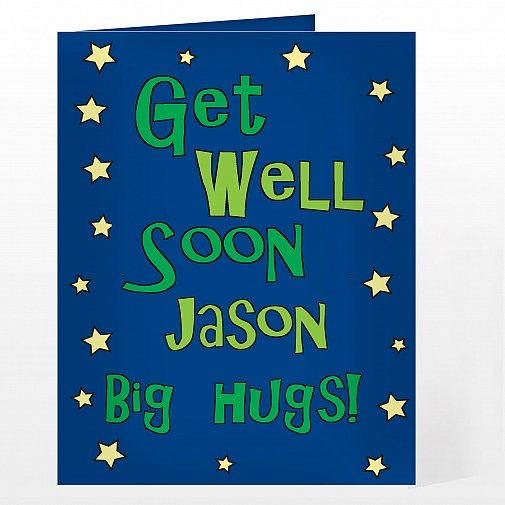 Personalised Get Well Blue Stars Card