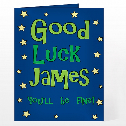 Personalised Good Luck Blue Star Card