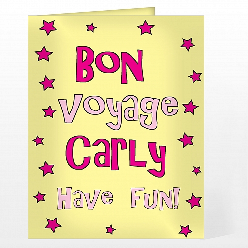 Personalised Bon Voyage Pink Star Card