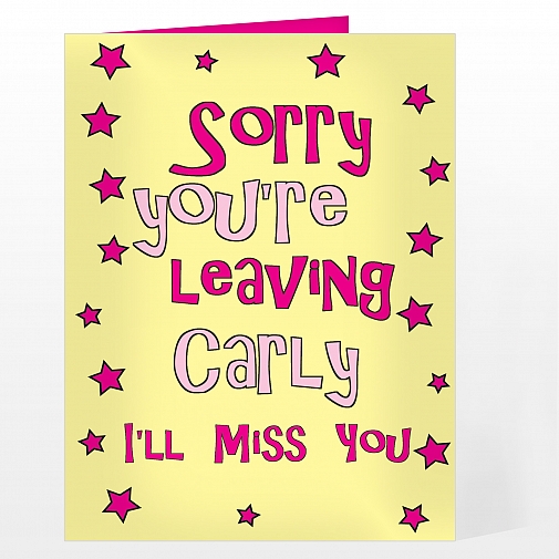Personalised Sorry You're Leaving Card - Pink Stars