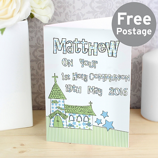 Personalised Blue Church Card