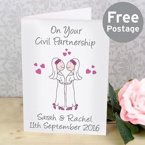Personalised Cartoon Female Partnership Card