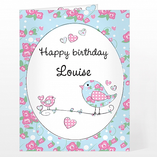Personalised Floral Bird Card