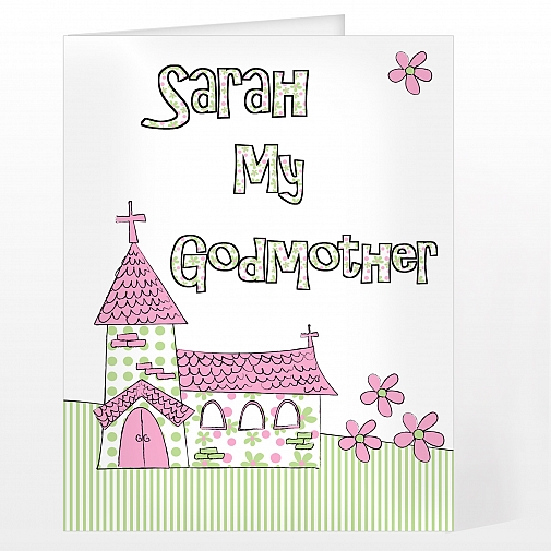 Personalised Pink Church Godmother Card