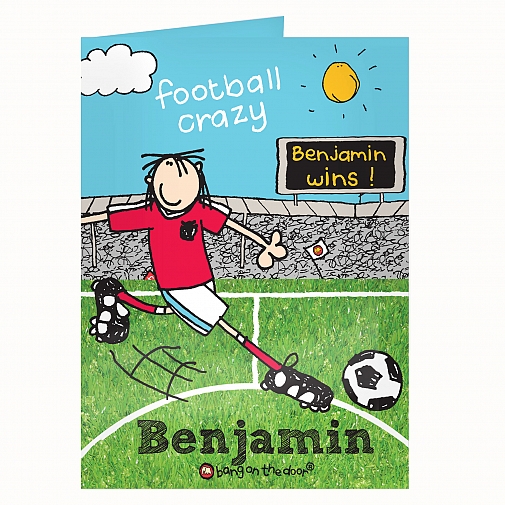 Personalised Bang on  the Door Football Crazy Card