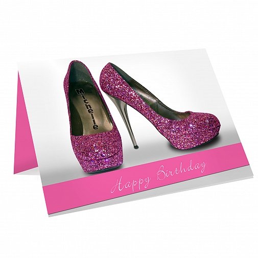 Personalised Sparkly Pink Shoes Card