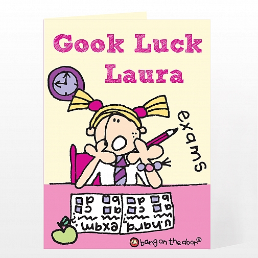 Personalised Bang on the Door Girls Exams Card
