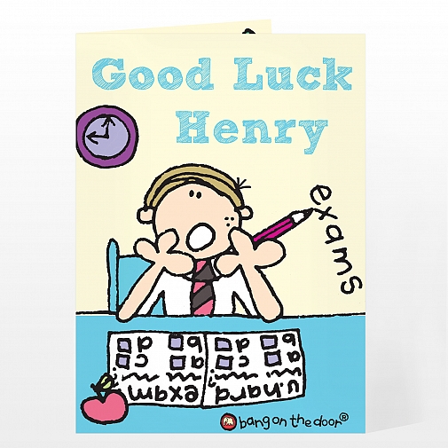 Personalised Bang on the Door Boys Exams Card
