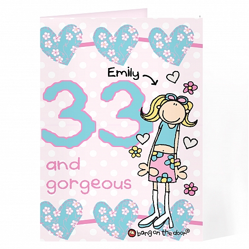 Personalised Bang On The Door Gorgeous Birthday card
