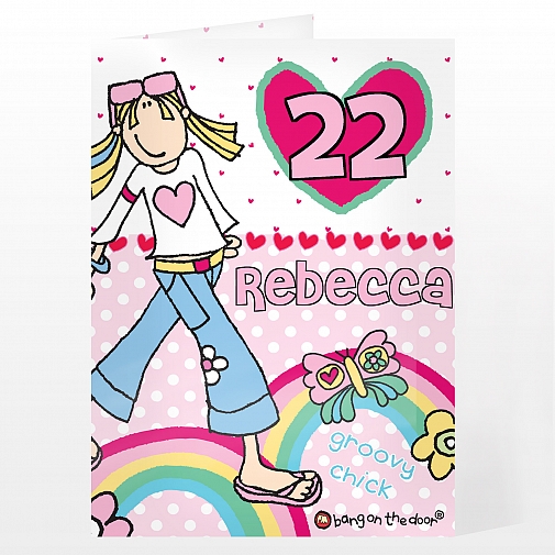 Personalised Bang On The Door Groovy chick Age Card