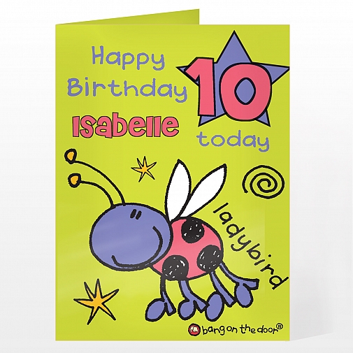 Personalised Bang On The Door Ladybird Age Card
