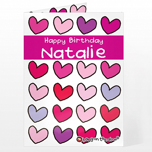 Personalised Bang On The Door Hearts Card