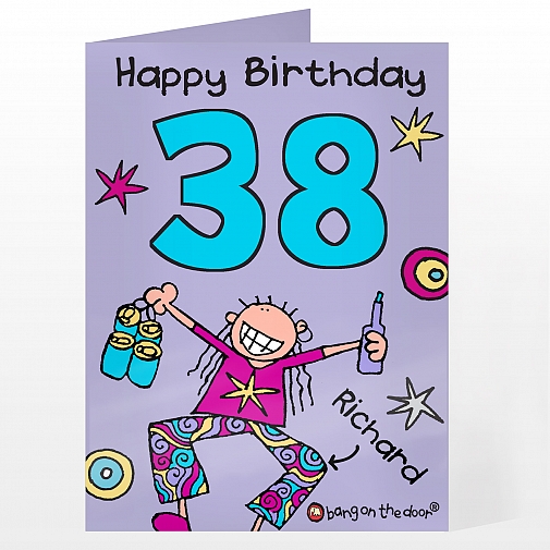 Personalised Bang On The Door Male Age Card