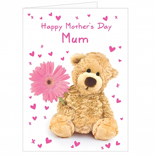 Personalised Teddy Flower Card