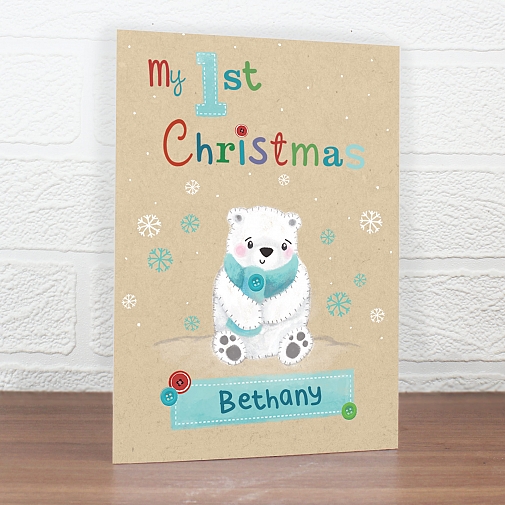 Personalised Polar Bear My 1st Christmas Card