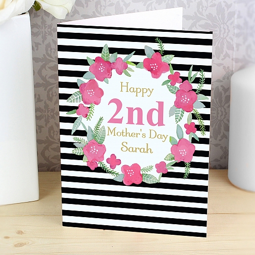 Personalised Floral Stripe Card