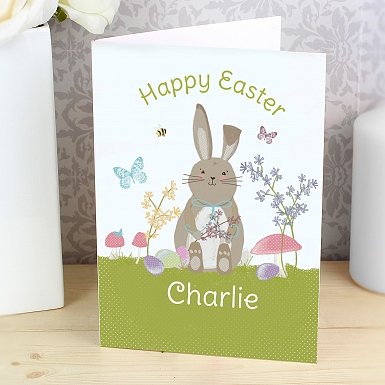 Personalised Easter Meadow Bunny Card