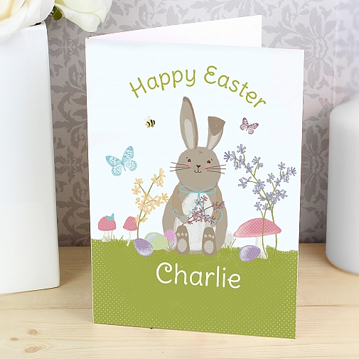 Personalised Easter Meadow Bunny Card