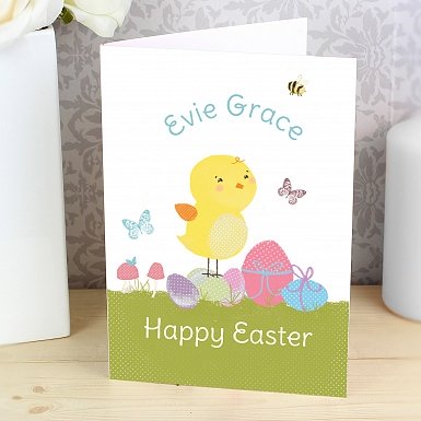 Personalised Easter Meadow chick Card