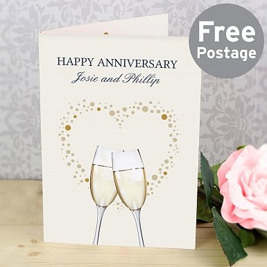 Personalised Gold Champagne Flutes Card