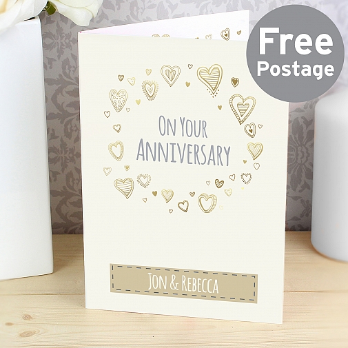 Personalised Gold Hearts Card