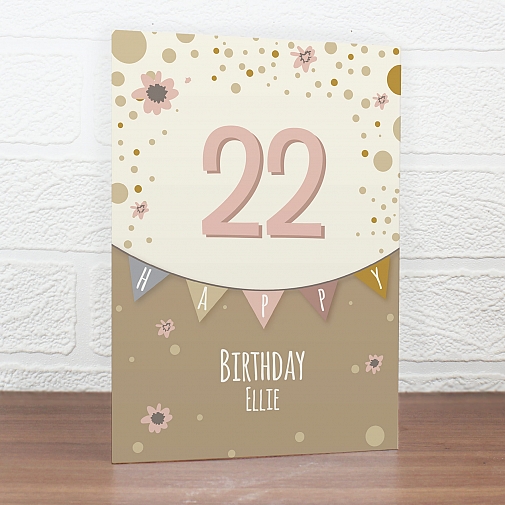 Personalised Rose Gold Bunting Card