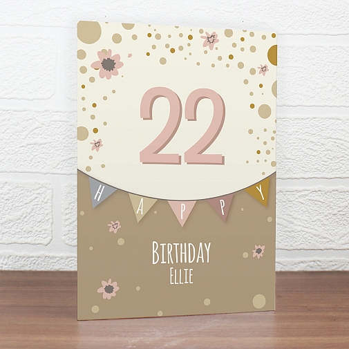 Personalised Rose Gold Bunting Card