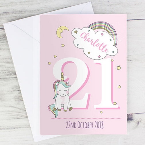 Personalised Baby Unicorn Birthday Age Card