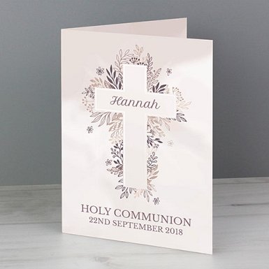 Personalised Floral Cross Card