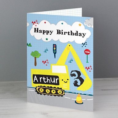 Personalised Digger Birthday Card