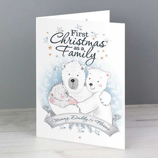 Personalised Polar Bear 1st Christmas As A Family Card