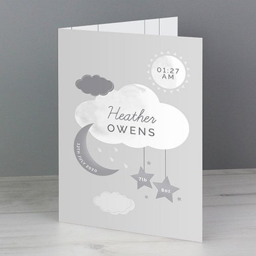 Personalised New Baby Moon & Stars Card