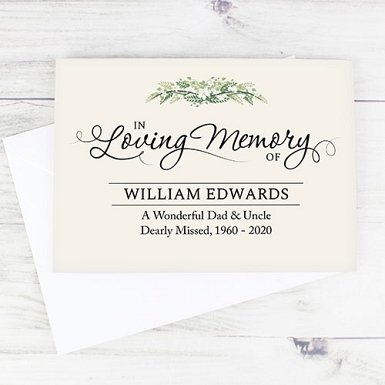 Personalised In Loving Memory Card