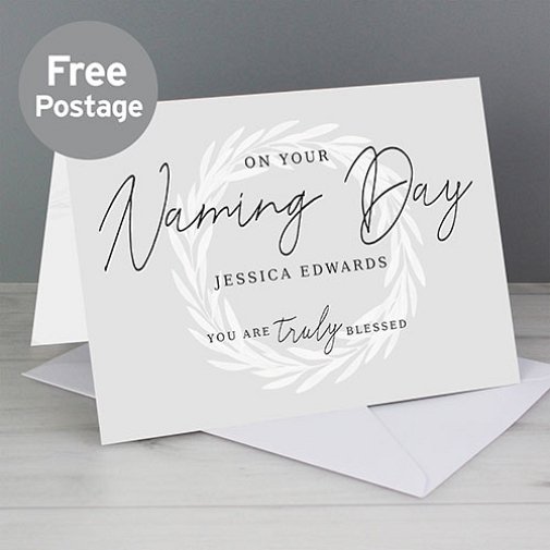 Personalised Truly Blessed Naming Day Card