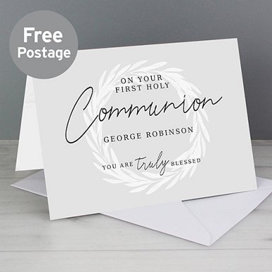 Personalised Truly Blessed First Holy Communion Card