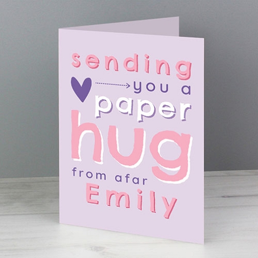 Personalised Pink Hug From Afar Card