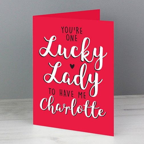 Personalised You're One Lucky Lady Card