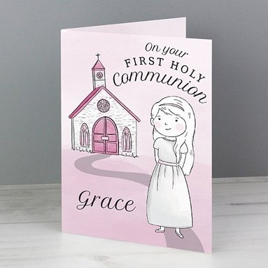 Personalised Girls First Holy Communion Card