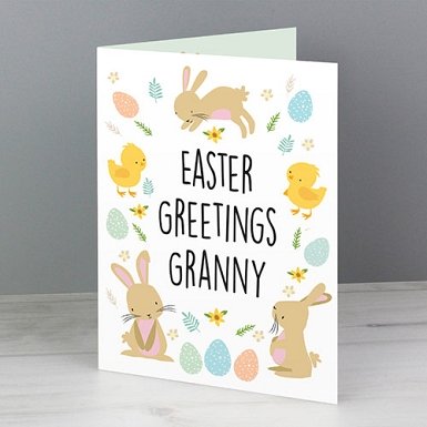 Personalised Easter Bunny and Chick Card