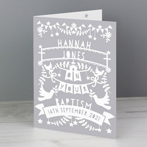 Personalised Grey Papercut Style Card