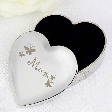 Mum Butterflies Heart Trinket Box