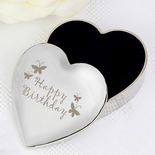 Happy Birthday Butterfly Heart Trinket Box