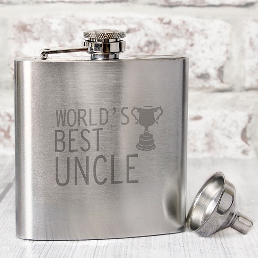Worlds Best Uncle Hip Flask