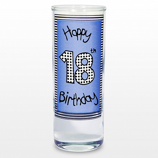 Blue 18th Happy Birthday Shot Glass
