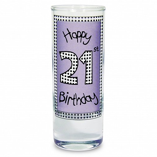 Lilac 21st Happy Birthday Shot Glass