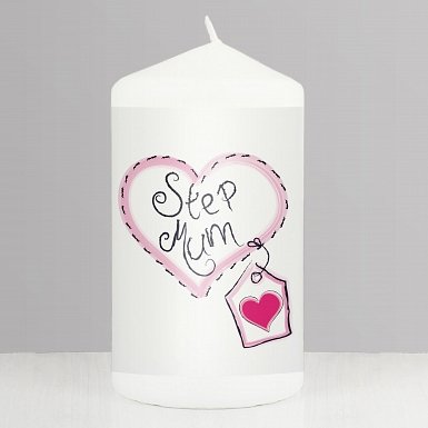 Step Mum Heart Stitch Candle