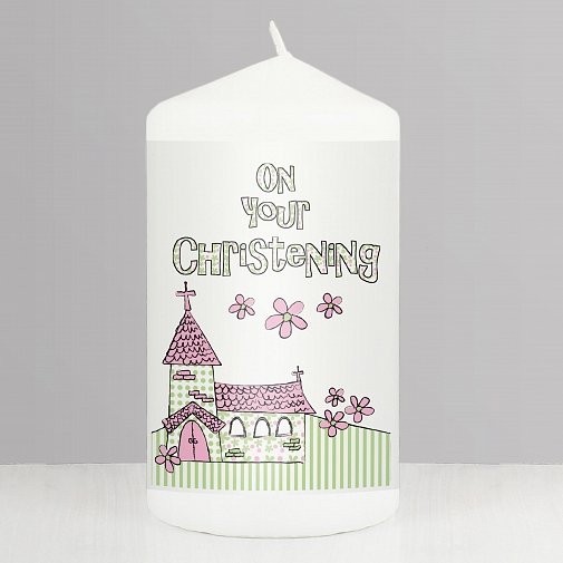 Pink Christening Church Candle