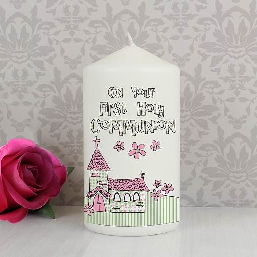 Pink First Holy Communion Church Candle