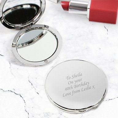 Personalised Silver Round Compact Mirror