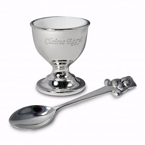 Personalised Silver Egg Cup & Spoon